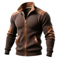 Lucas - Brown Fish Jacket with Zipper and Leather Accents