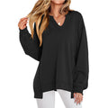 Lena | Women's Oversized V-Neck Sweatshirt Long Sleeve Pullover Top