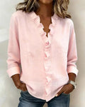 Bexley | Women's Ruffle Blouse - V-Neck Long Sleeve