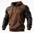Julian - Hoodie with Brown Leather Accents and Perforations