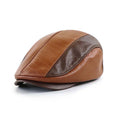 Andreas - Retro Beret for Men in PU Leather with Crocodile Stitching