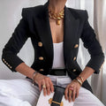 Elan | Women's Double Breasted Blazer Gold Button Tailored Jacket