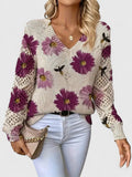 Bonnie | Women's Floral V-Neck Long Sleeve Sweater