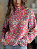 Fiona | Women's Floral Print Turtleneck Sweater