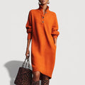 Cecily | Women's Knit Dress - Collar and Buttons