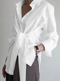 Zinnia | Women's Tie Waist Button Down Long Sleeve Shirt